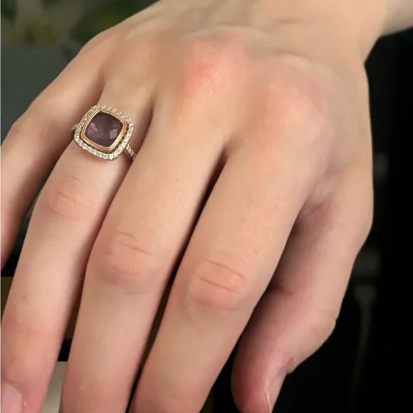 Genuine diamond ring with amethyst gem - Picture 5 of 7